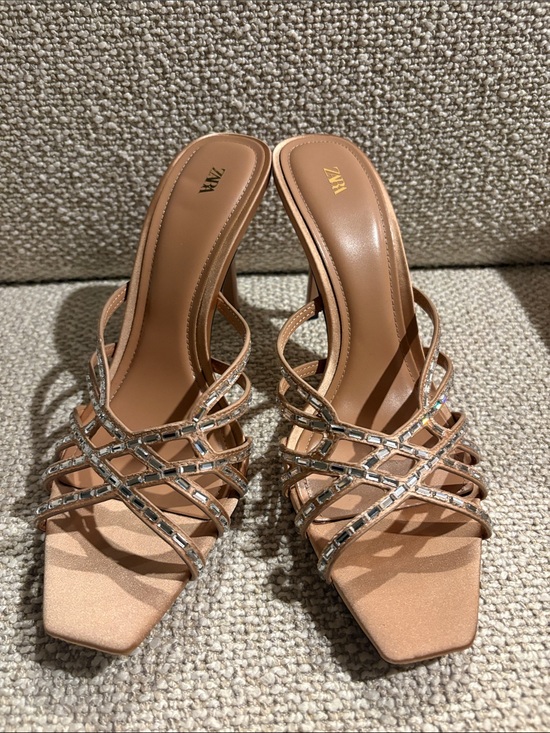 Zara Shoes - Zara Rhinestone Strappy Heeled Sandals ✨  39 nwot